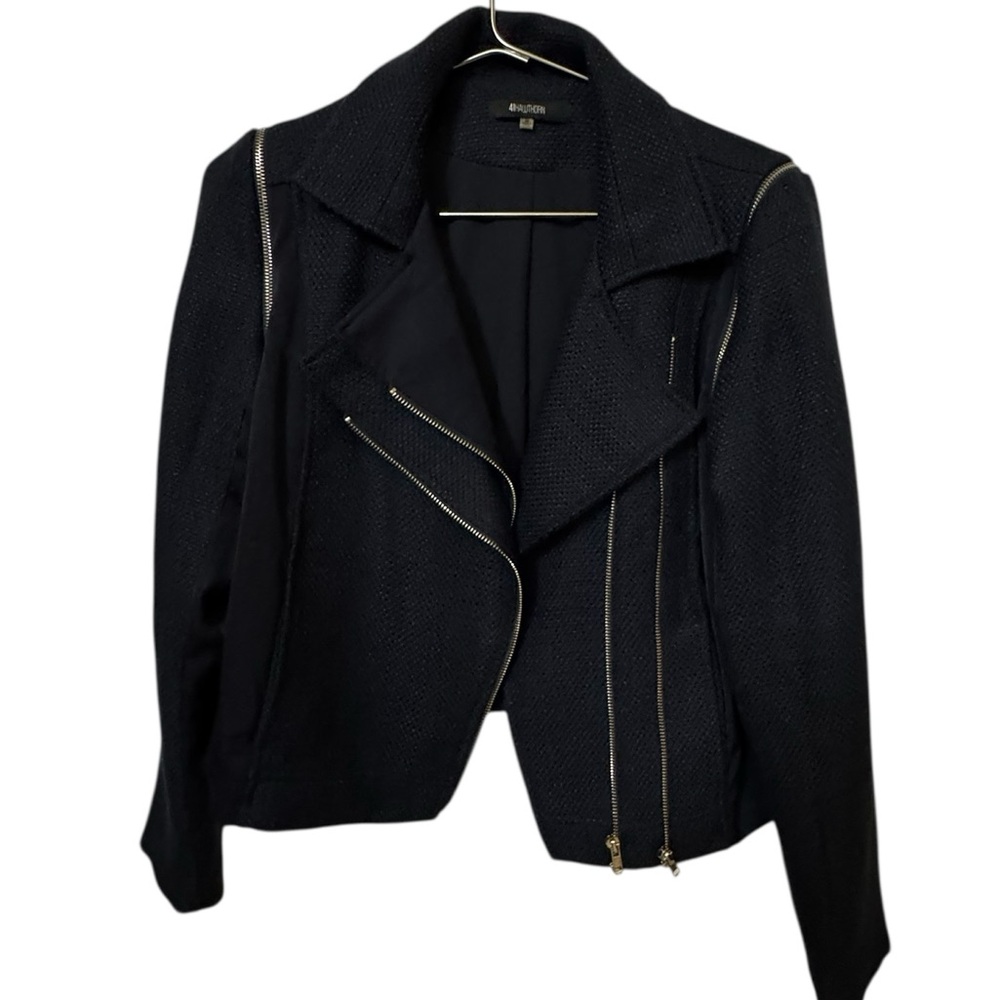 41 Hawrhorn Navy Textured Chrome Zip Convertinle Jacket / Vest Moto Women’s M